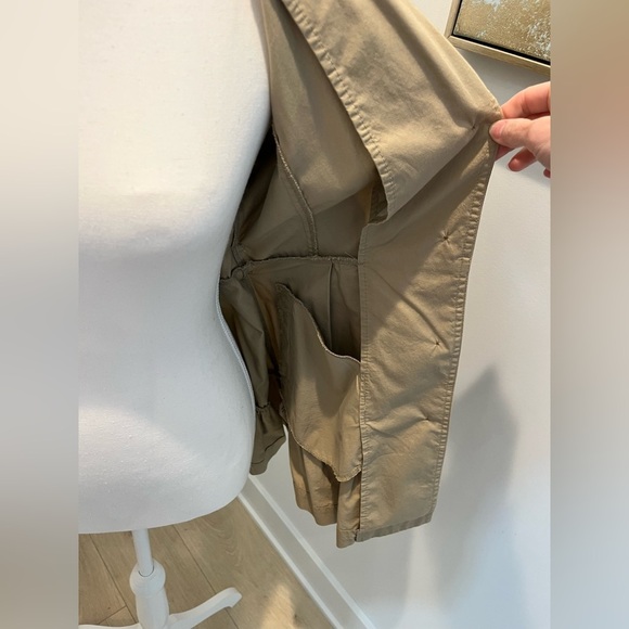 Decree 100% cotton belted ruffle bottom khaki trench coat feminine lightweight - Picture 9 of 11